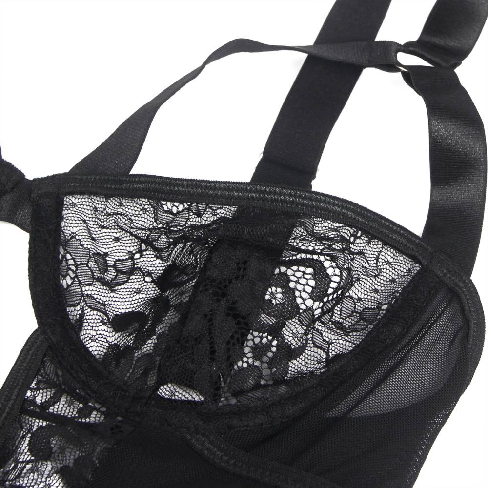 Seductive slim lace teddy with garter leg ring
Mesh + l... Ohyeah - Lace Garter Teddy - Black - XL photo-7