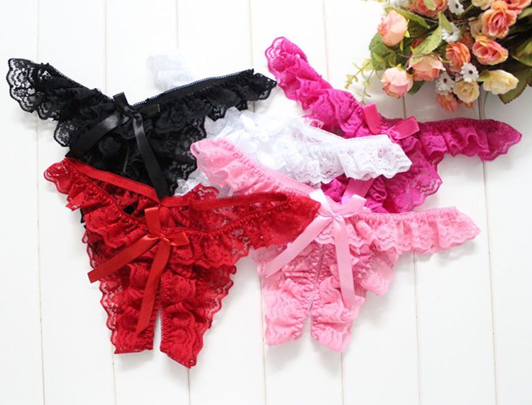 Romantic lace fabric, private opening design, a beautiful bu... SB - Thong T115 - Black photo-9
