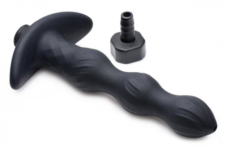 Enjoy textured vibrating bumps while you clean your pipes wi... CleanStream - Pleasure Flow 10X Vibro Enema Tip - Black photo-5