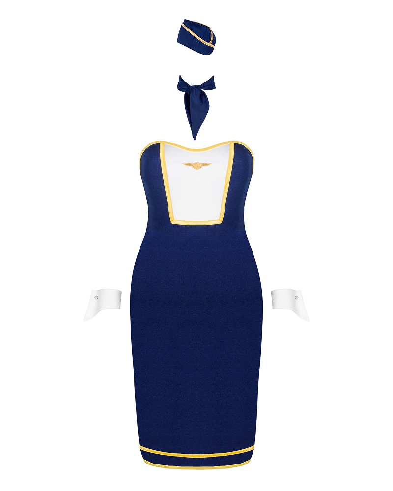 Join the sexy cabin crew of sky-high pleasures! The tempting... Obsessive - Stewardess Uniform - Blue - M/L photo-6