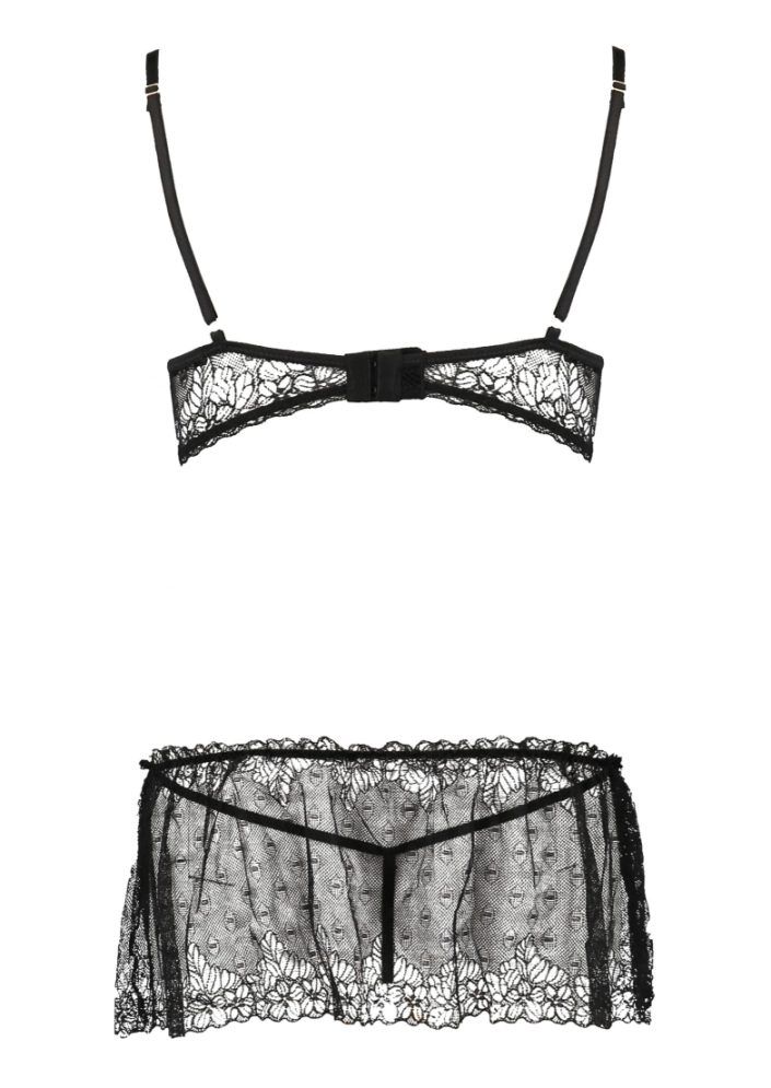 Seductive chemise with exposed breasts, integrated temples, ... Passion - Esmeralda Chemise - Black - S/M photo-6