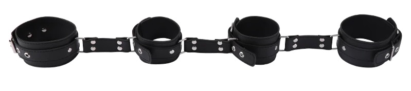 PU Leather handcuffs and ankle cuffs restraints MT - Hands to Ankle Restraint - Black photo-3