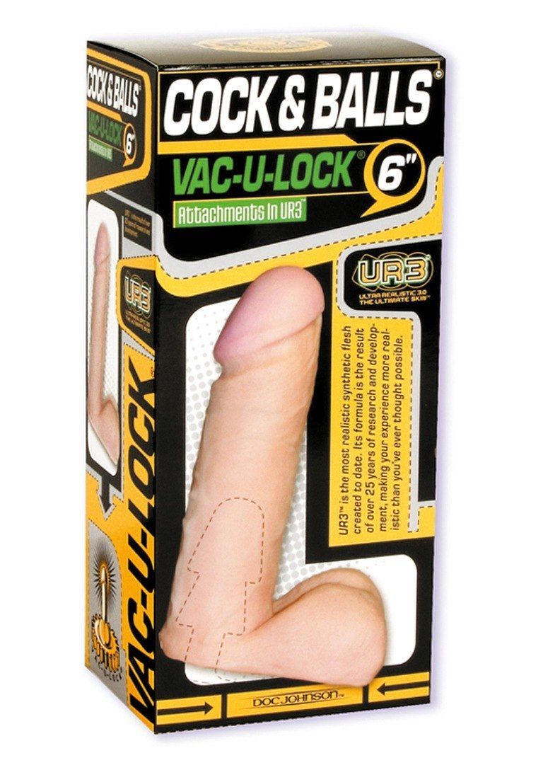 The 6" ULTRASKYN Cock & Balls. Made from our Ultra Real... Doc Johnson - Vac-U-Lock 6" Cock - Flesh photo-2