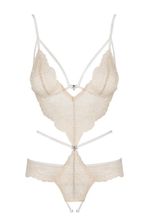 You will shine tonight! Perfect mix of beige lace, delicate ... Obsessive - Bisquitta Teddy - S/M photo-4