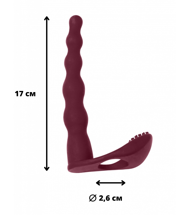 Strap-on for double penetration Farnell made of hypoallergen... Lola Games - Pure Passion Farnell Strap-On - Red photo-3