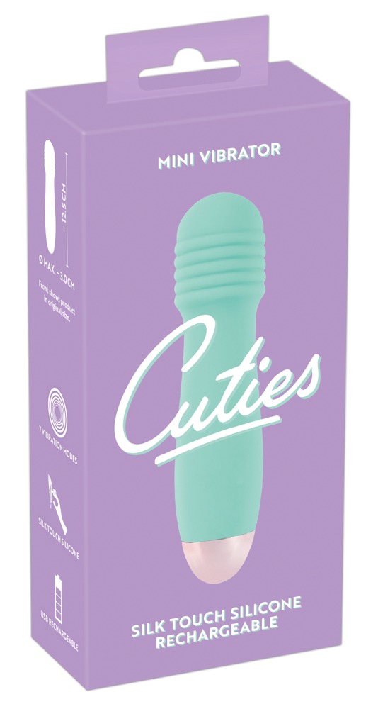 Green mini vibrator with an exciting grooved structure on th... Cuties - Exciting Mini Vibrator - Green photo-6