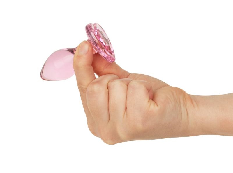 Add a touch of elegance to your anal adventures with this gl... Easytoys - Heart Glass Plug - Pink photo-2