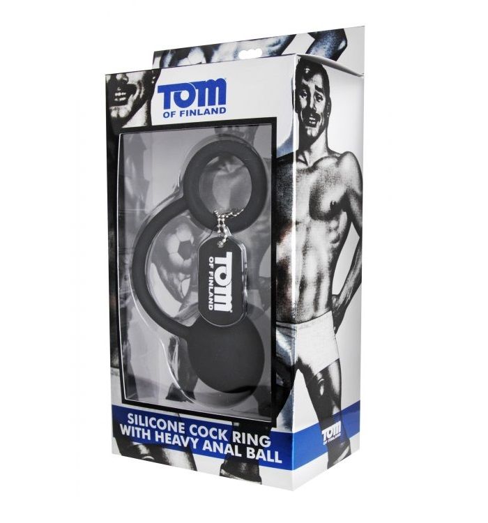 Combining cock and anal stimulation, this solid silicone toy... TOF - Silicone Cock Ring with Heavy Anal Ball photo-12