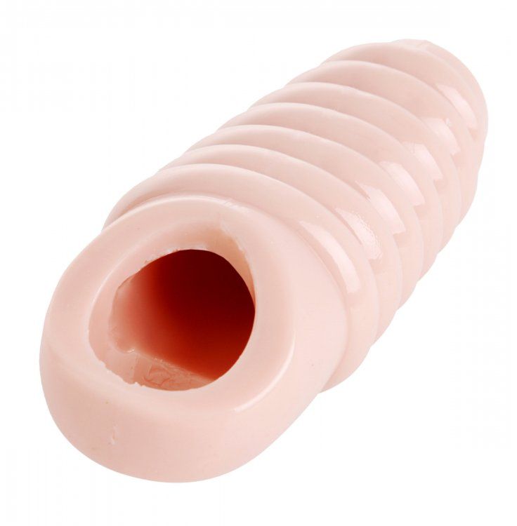 This erection enhancing sleeve is extra fat, with big ridges... Size Matters - Really Ample Ribbed Penis Enhancer Sheath - Flesh photo-2