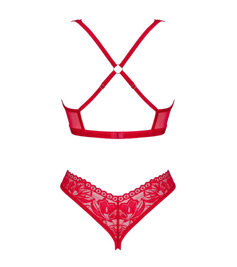 Are you looking for bold lingerie that ignites the senses an... Obsessive - Lacelove Crotchless 2pcs Set - Red - XS/S photo-8