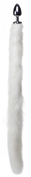 Impress your lover with your fluffy, white tail, as pure as ... Tailz - Extra Long Arctic Mink Tail Anal Plug - White photo-2