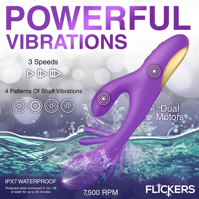 This powerful, sexy, Tri-Flick rabbit vibrator hits all the ... Inmi - Tri-Flick Rabbit Vibe - Purple photo-3