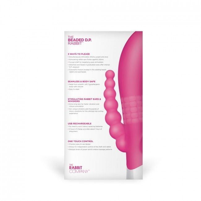 Simultaneously target the g-spot, clitoris and anus with 3 w... TRC - The Beaded DP Rabbit - Hot Pink photo-7