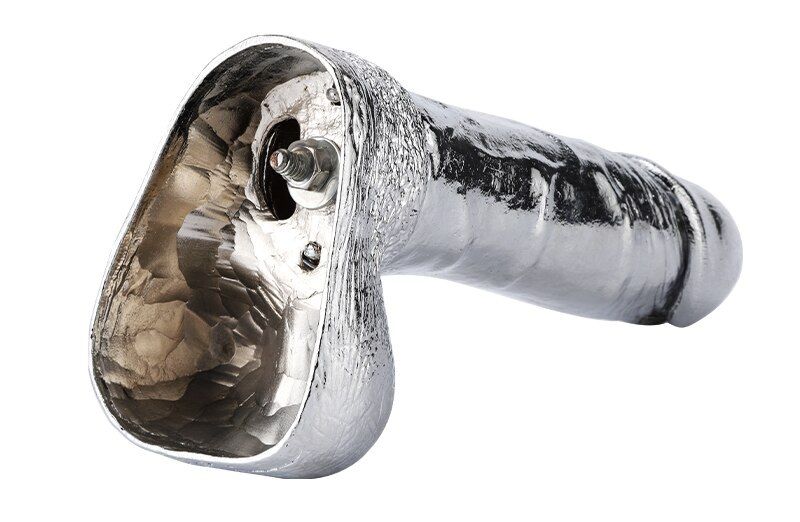Large and beautiful realistic metal strapon phallus with bal... MT - Metal Dildo - Silver photo-8