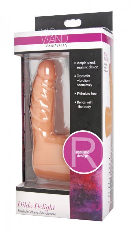 Slip this perfectly sized dildo attachment over the head of ... Wand Essentials - Dildo Delight Realistic Penis Wand Attachment - Flesh photo-5