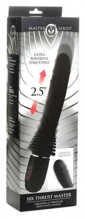 Enjoy the deep hitting thrills of the Thrust Master! This di... Master Series - 10X Thrust Master Dildo - Black photo-11