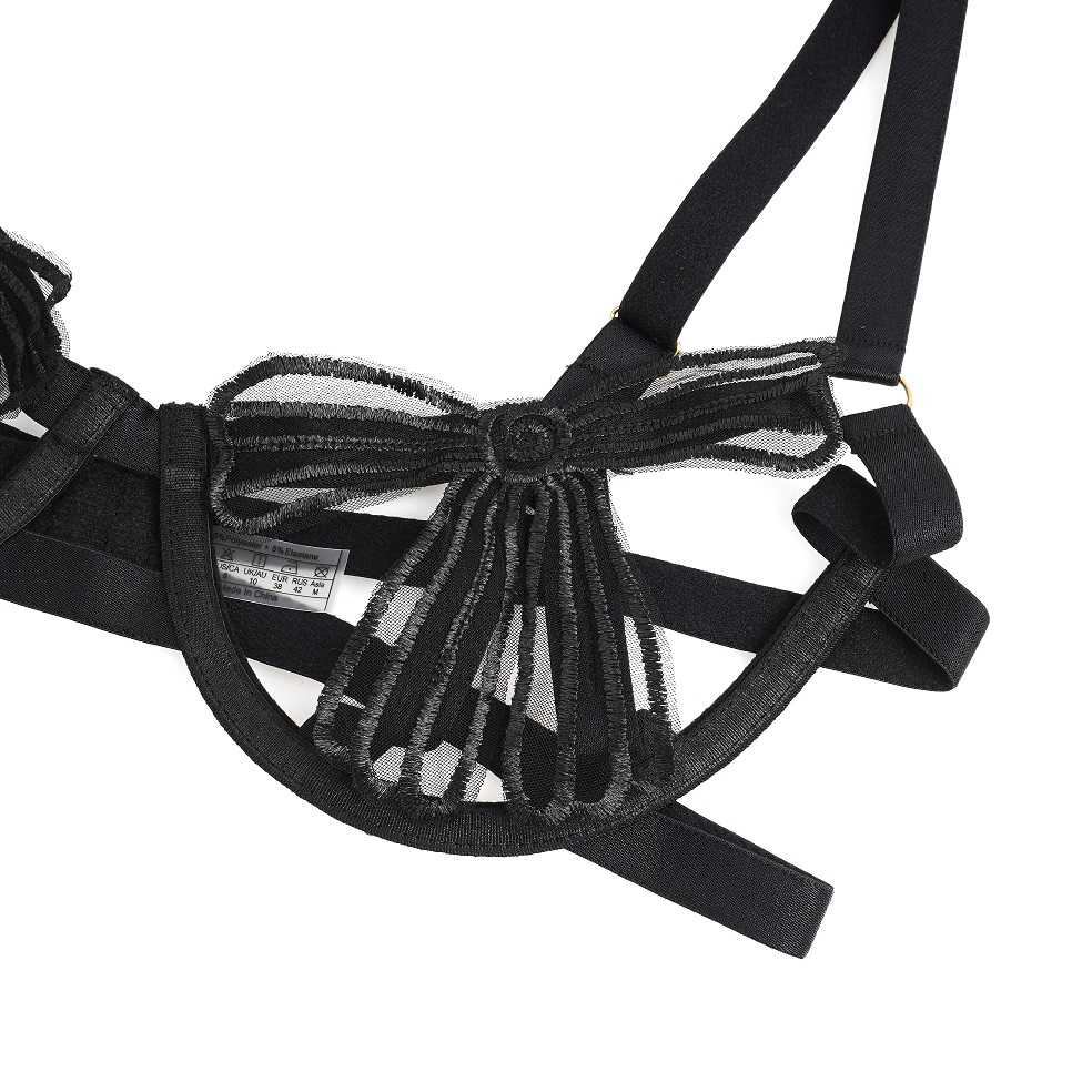 Ohyeah - Sexy Bow Bra Set - Black - L photo-11