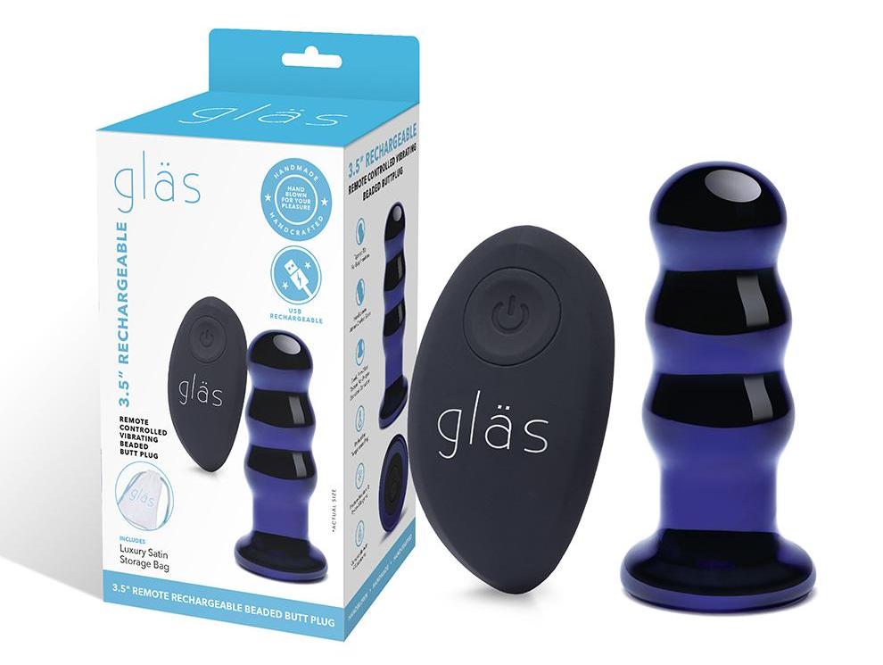 For beginners-friendly backdoor stimulation that can also in... Glas - 3.5" Vibrating Beaded Butt Plug photo-8