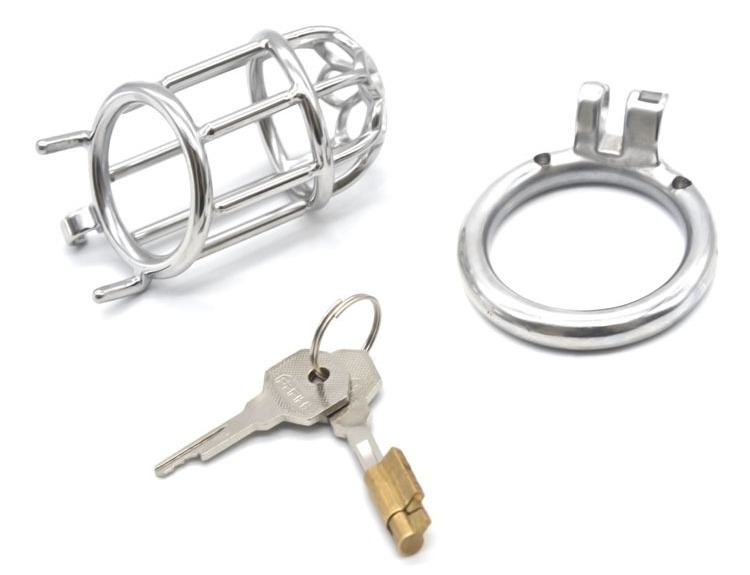 Total high: 75mm &n... FAAK - Chastity Cage 10 Long w Catheter 45mm - Silver photo-10
