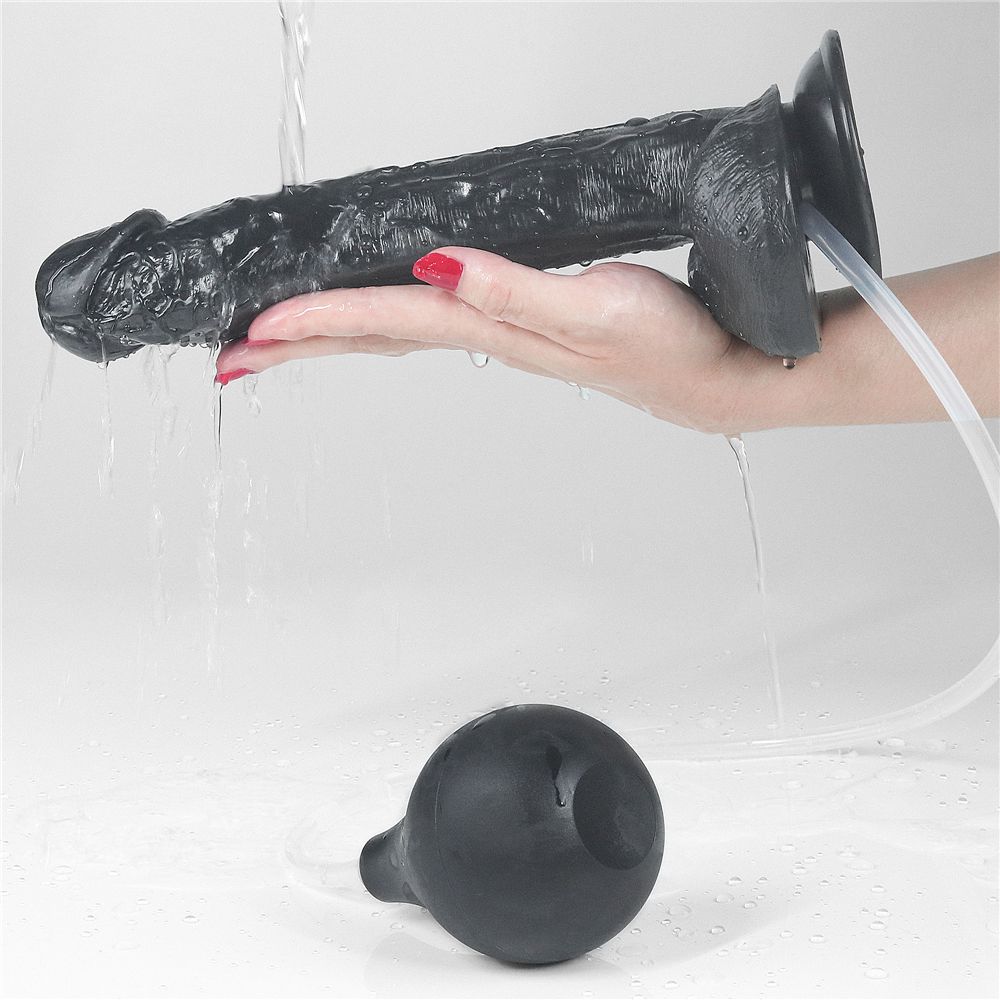 Enjoy lots of horny, squirting fun with this LoveToy squirt ... Lovetoy - 11" Squirt Extreme Dildo - Black photo-9