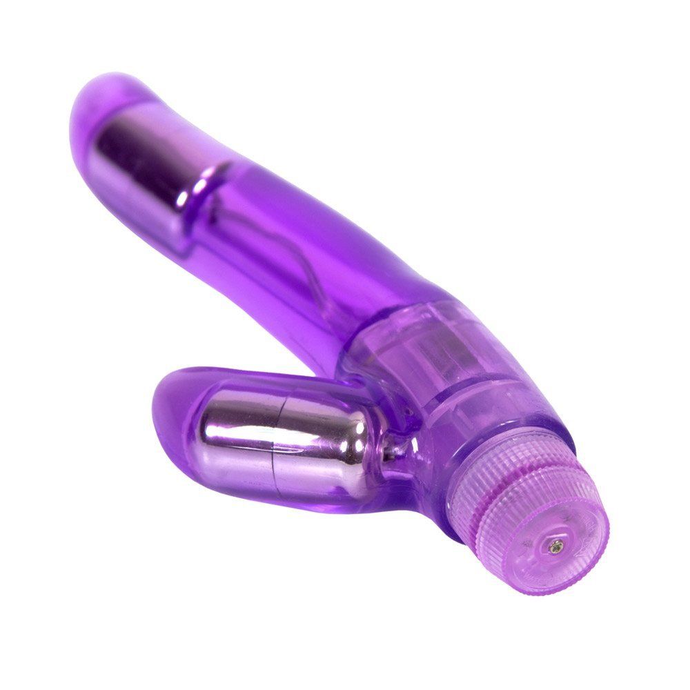 This Naughty Rabbit vibrator has an 8.7" long beaded pr... Aphrodisia - Crystal Curvaceous Stimulator Vibe - Purple photo-3