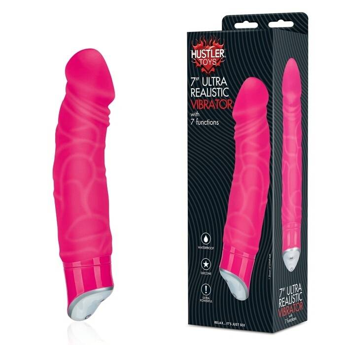 Add some style to your toy box with this hot pink 7” Ultra R... Hustler - 7" Ultra Realistic Vibrator With 7 Functions - Pink photo