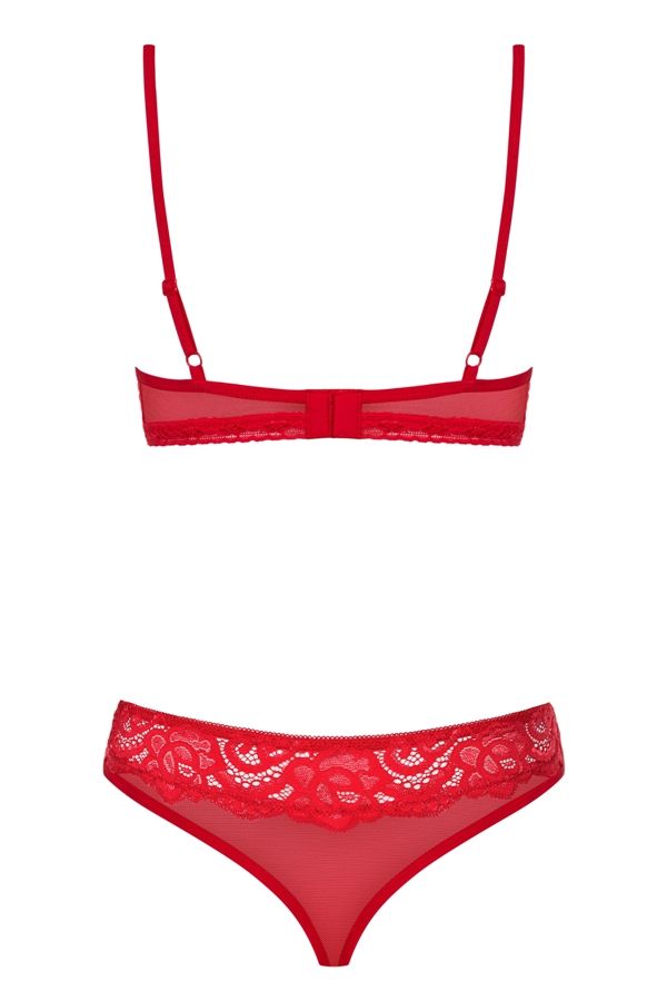 Fabulous lace, sexy elastics and a naughty, red heart. This ... Obsessive - 829-SET-3 Set 2-pcs - Red - S/M photo-8