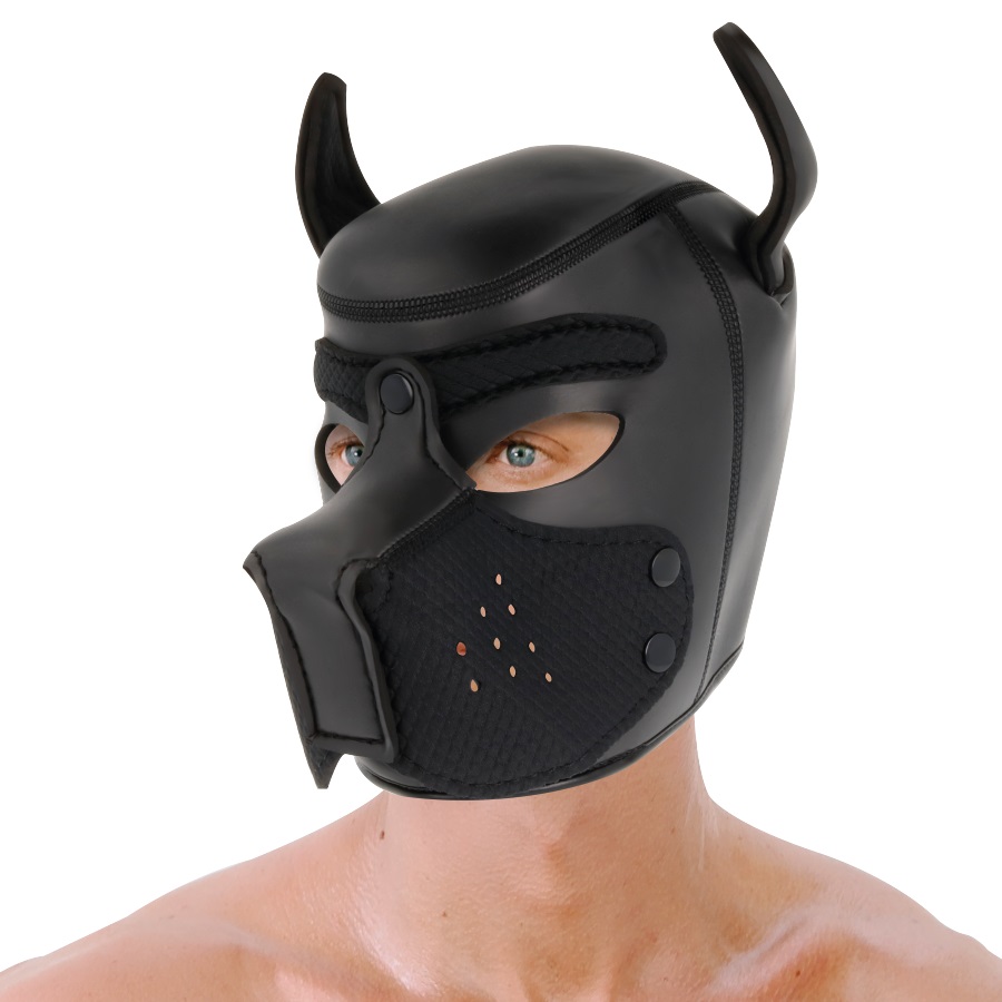 This dog mask is made of neoprene, so it is lightweight, bre... Darkness - Puppy Hood Mask - Black photo-2