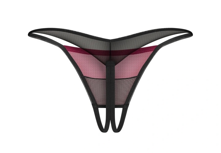 Obsessive - Parisel Crotchless Thong - Burgundy - 2XL/3XL photo
