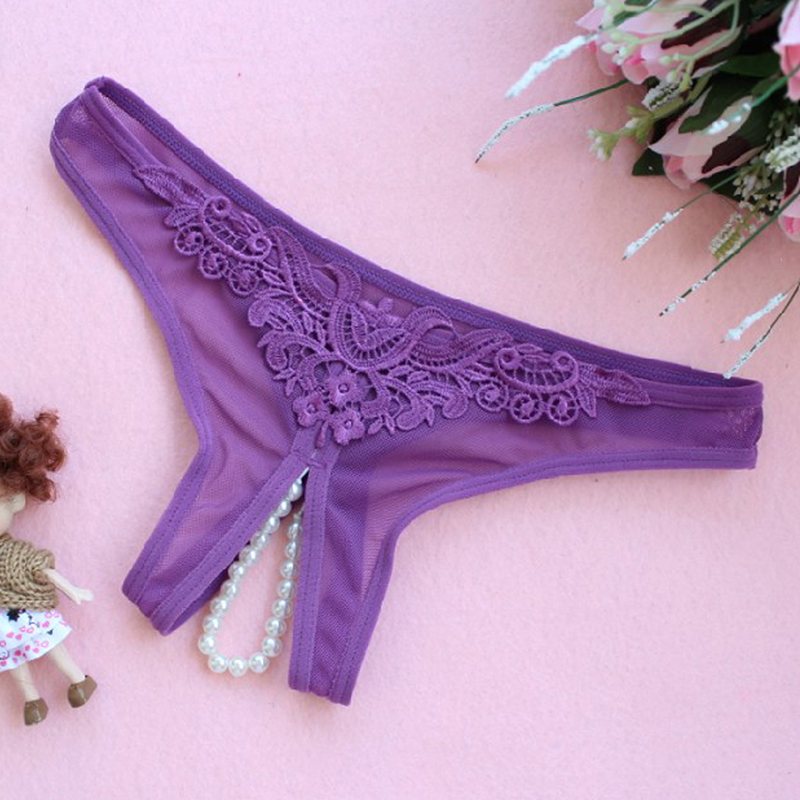 Sexy, exquisite and noble panties with a string of pearls th... SB - Panties T135 w Pearls - Purple photo-7