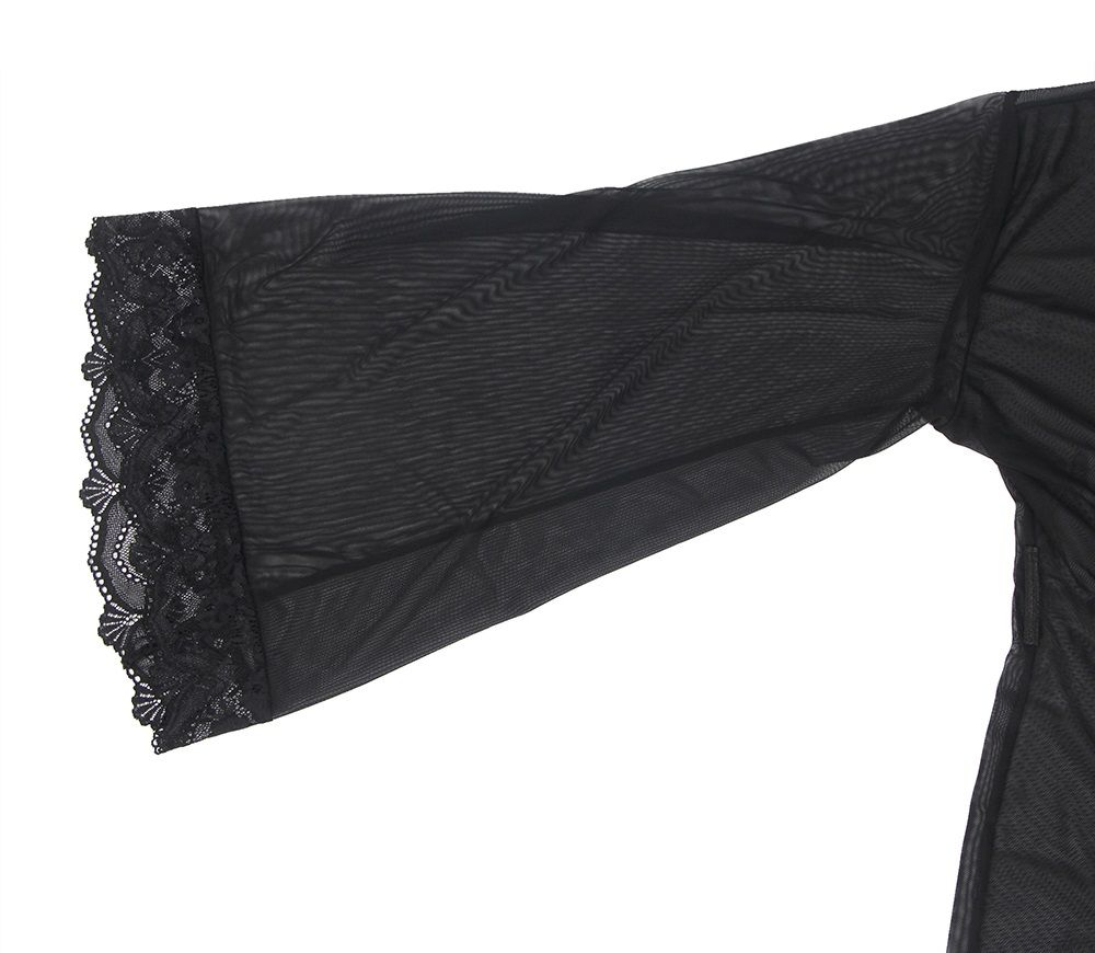 Long sleeve mesh sleepwear elegance robe with belt
Material... Ohyeah - Romantic Robe - Black - XL photo-12