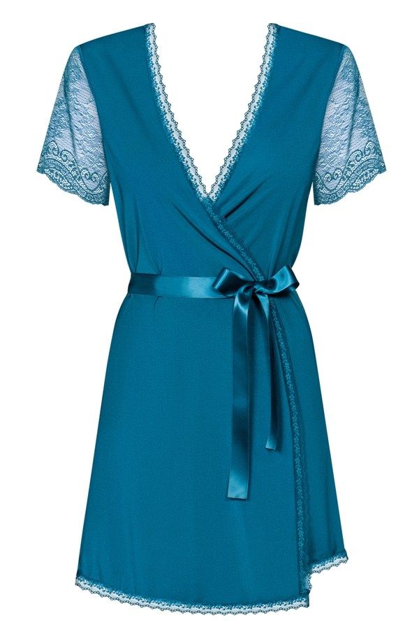 Obsessive - Miamor Robe & Thong - Turquoise - S/M photo-7