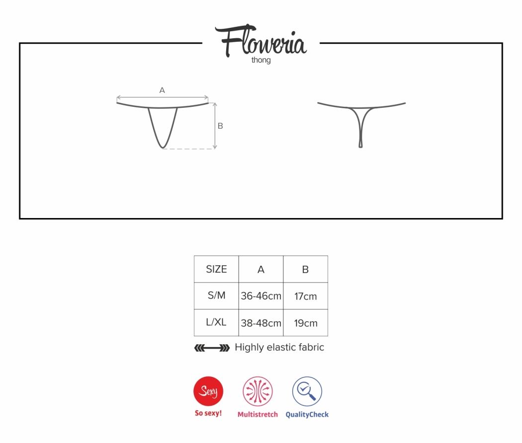 Tiny but so powerful! Just take a look at this stunning thon... Obsessive - Floweria Thong - Black - L/XL photo-7
