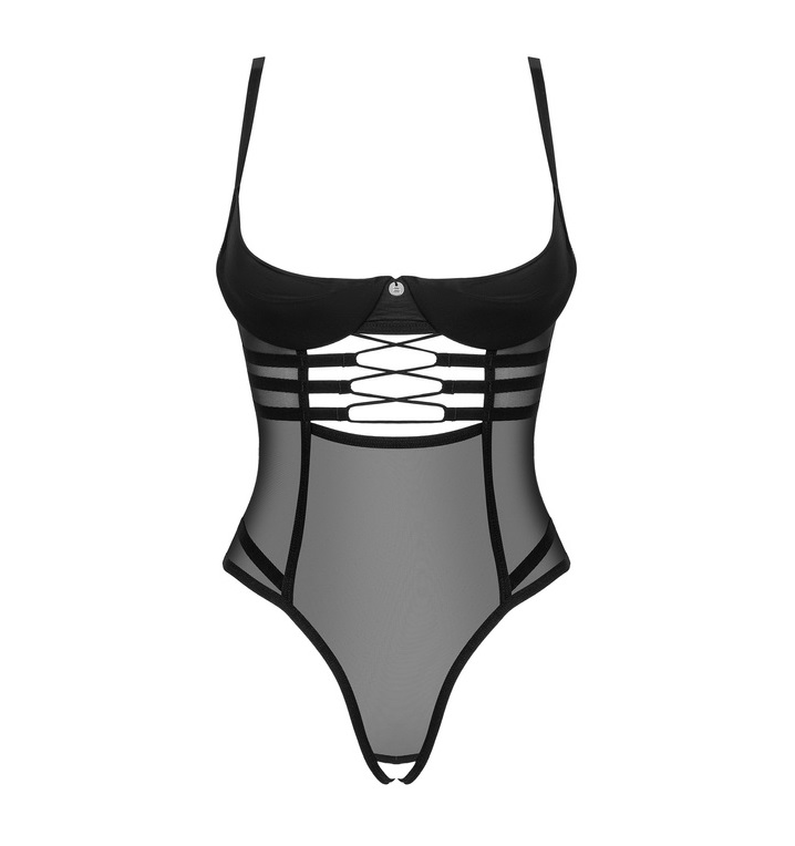 Obsessive - Roxelia 开裆式连体内衣 - 黑色 - 中/大码 照片-3