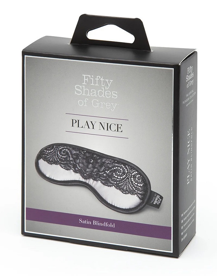 This satin blindfold keeps you in the dark, heightening your... Fifty Shades of Grey - Satin & Lace Blindfold - Grey photo-3