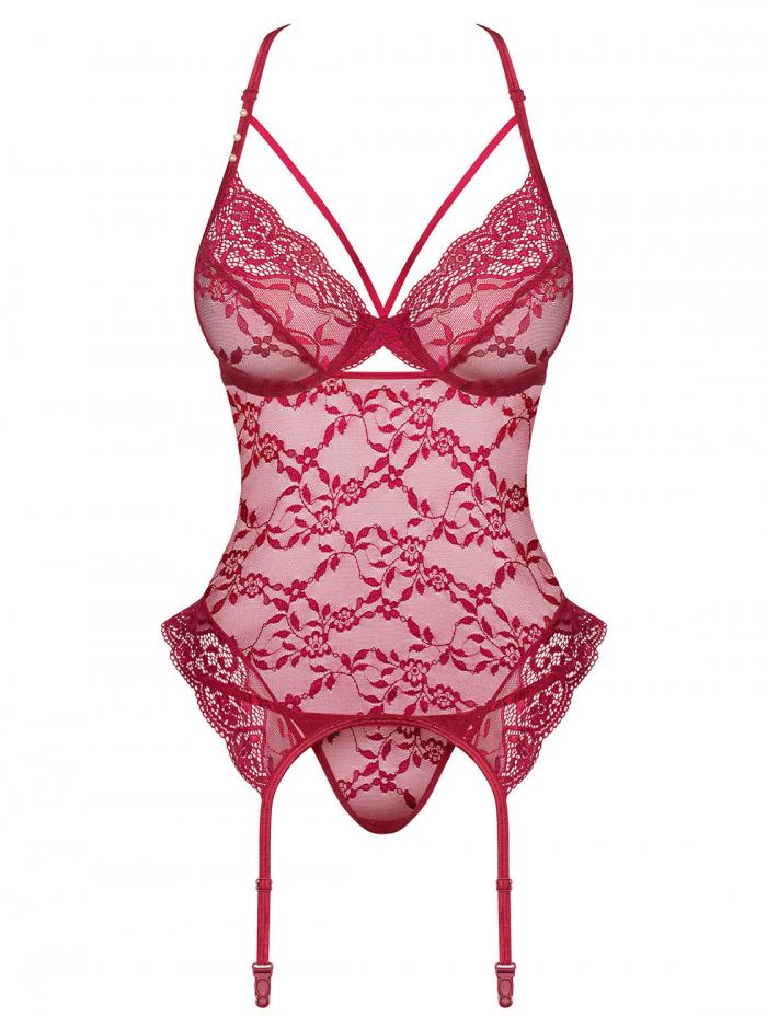 Obsessive - Ivetta Corset & Thong - Ruby - L/XL photo-7