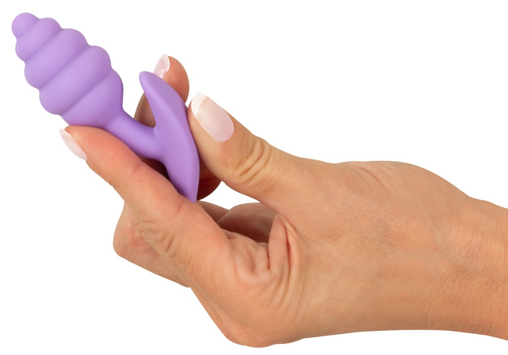 The velvety soft Mini Butt Plug from the popular Cuties rang... Cuties - Grooved Mini Butt Plug - Purple photo-2