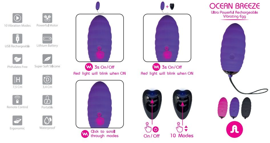 New released Vibrating egg will lead you to subtle, yet prol... Adrien Lastic - Ocean Breeze Egg - Purple photo-8