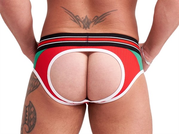 These duo coloured briefs are made of 54% POLYESTER 24 Mister B - Urban Lisbon Jock Brief - Red/Green - L photo-2