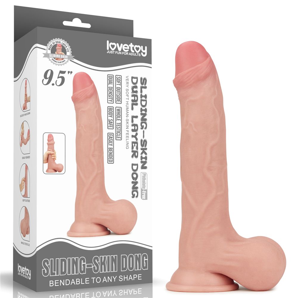 Made with realistic dual-layer sliding-skin material for Iif... Lovetoy - 9.5" Sliding Skin Dual Layer Dildo - Flesh photo-24