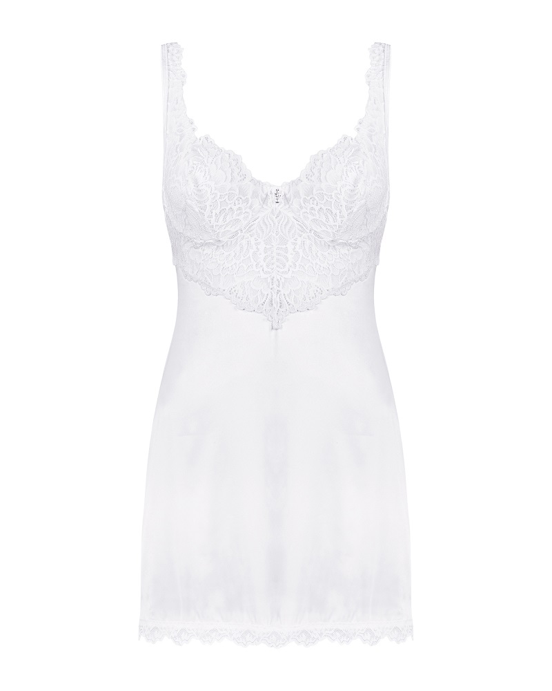 Obsessive - Amor Blanco Chemise & Thong - White - L/XL photo-10