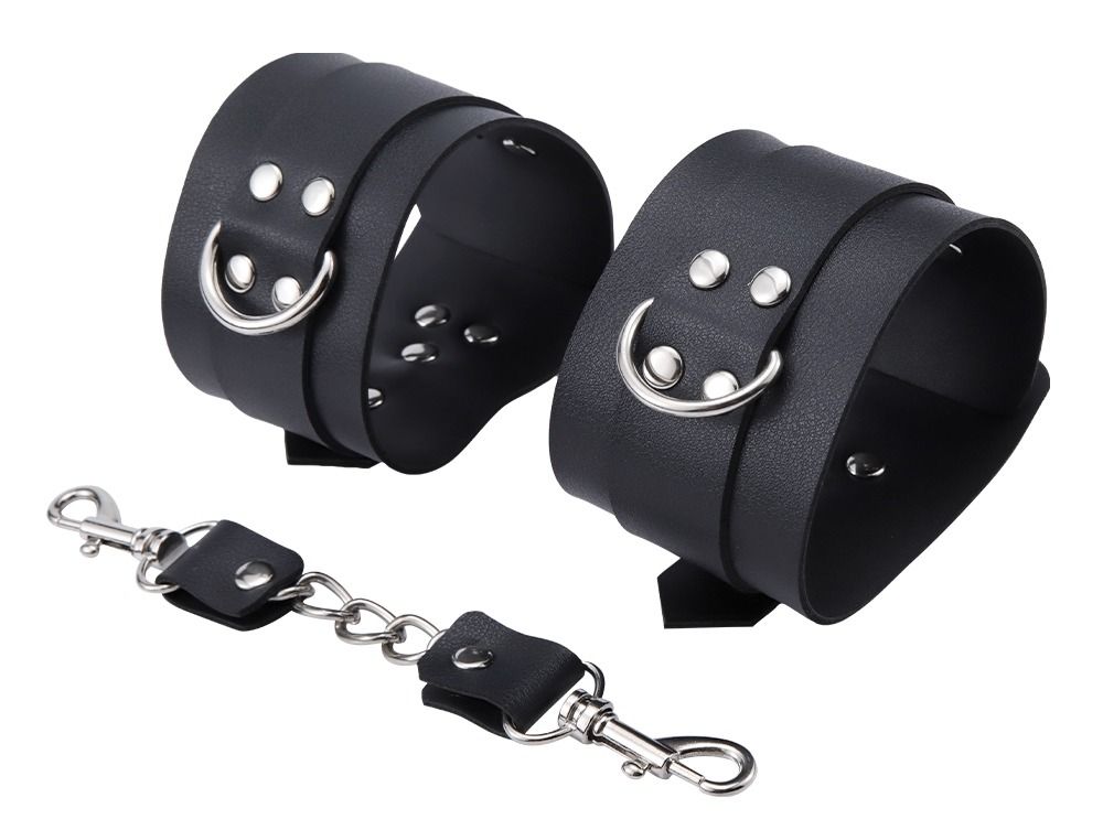 Set include collar with leash, hand cuffs, ankle cuffs and w... MT - Bondage Set w Waistband - Black photo-3