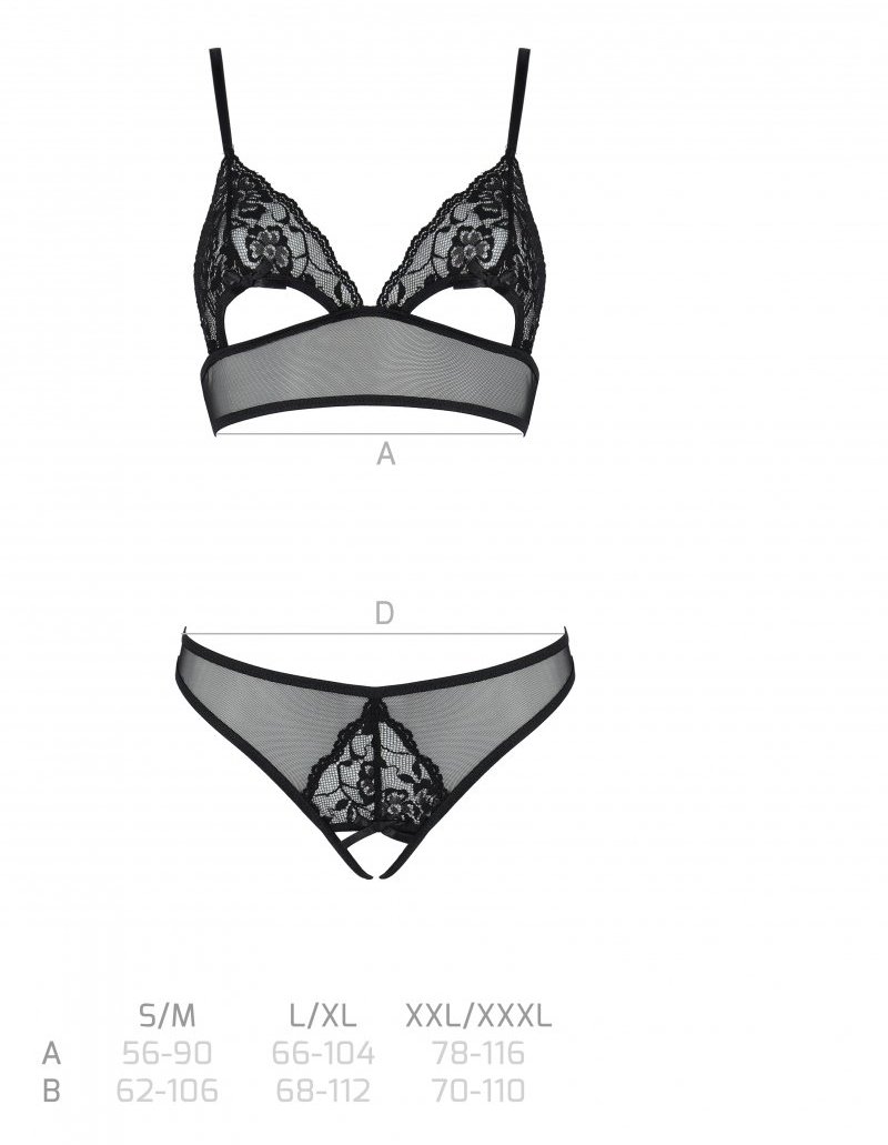 Passion - Christa Set w Open Bra - Black - L/XL photo-5