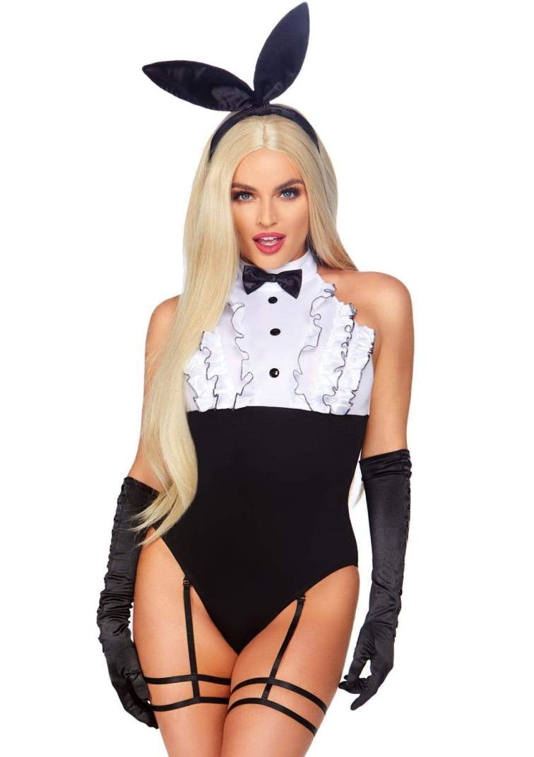 Leg Avenue - Tuxedo Bunny Costume w Tail & Ears - Black - M photo