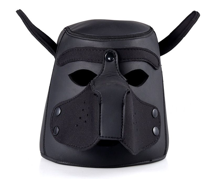 Neoprene Puppy Hood combined with BDSM Bondage Gear restrain... MT - Neoprene Puppy Hood - Black photo-4
