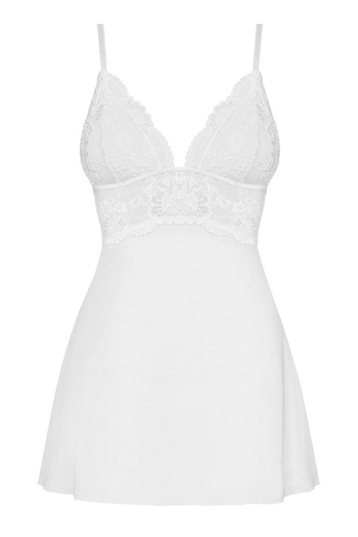 How about a sexy start of this night? Sounds exciting, right... Obsessive - 810-BAB Babydoll & Thong - White - S/M photo-5