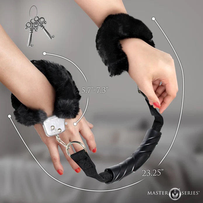 Master Series - Handler Furry Handcuffs - Black photo-6