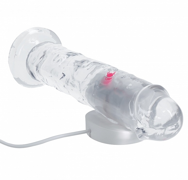 RealRock - 6" LED Vibro Dildo - Clear 照片-8