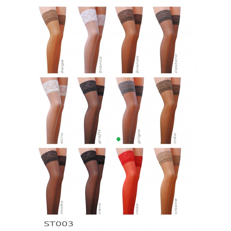 Self-supporting stockings with lace, two strips of silicone,... Passion - ST003 Stockings - Grey - 5 photo-3