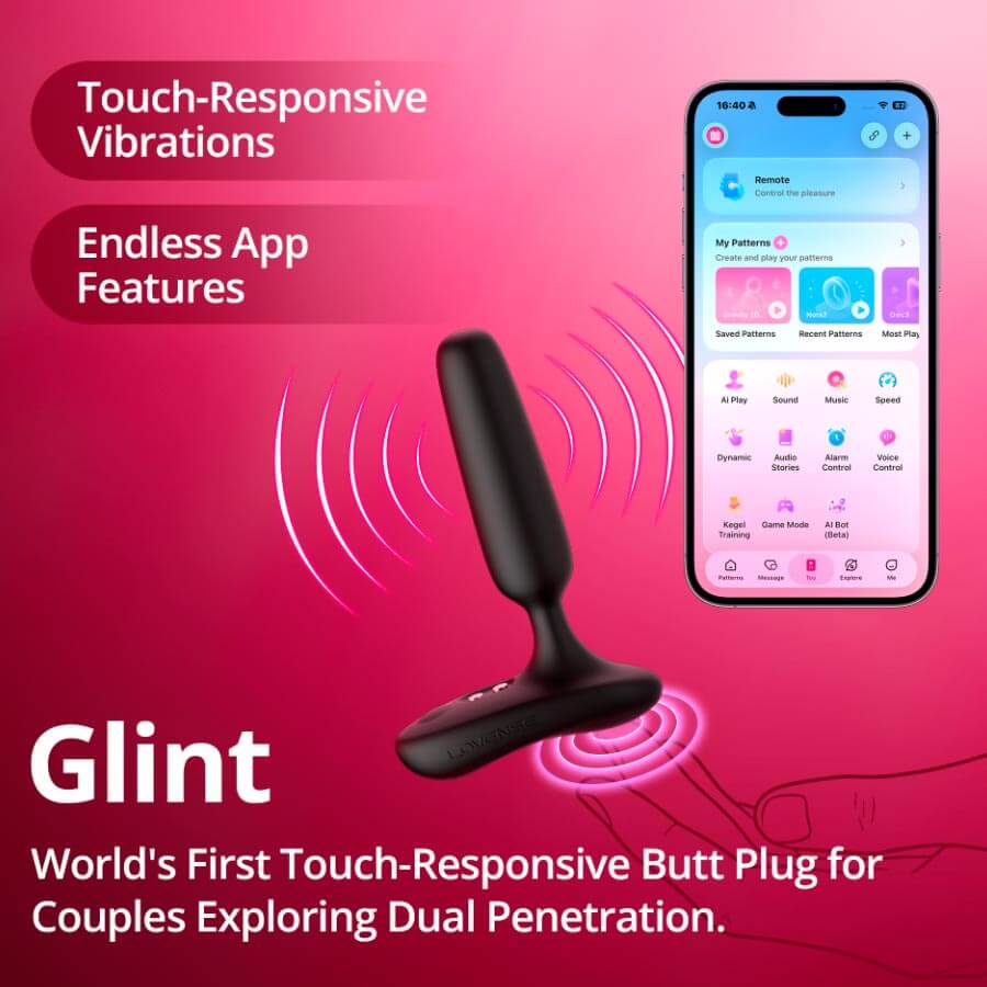 Lovense - Glint APP Vibro Butt Plug - Black photo-3
